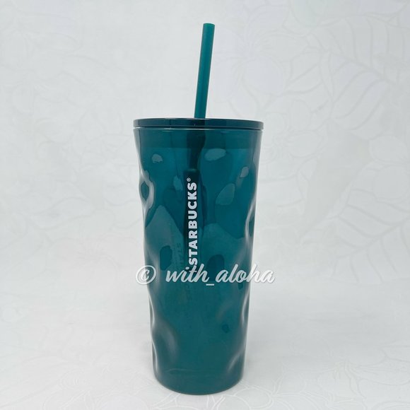 🌹SALE🌹Starbucks Fall Emerald Green Wave Glass Cup - Picture 1 of 5